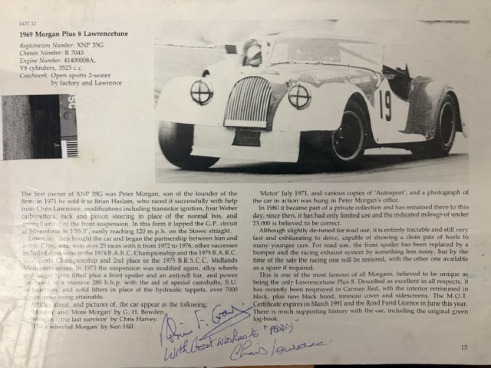 1969 Morgan Plus 8 Moss Box with a coveted period race history Photograph